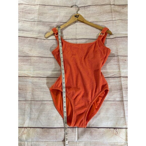 Michael Michael Kors women's Orange One Piece Textured Swimsuit - 6 - Picture 5 of 12